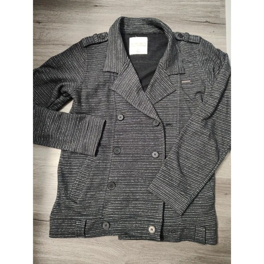 Ezekiel double breasted blazer tailored jacket men's S grey black cotton